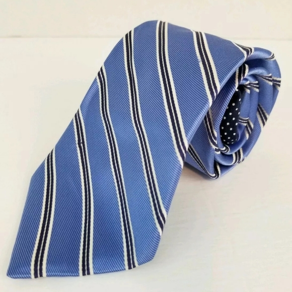 Tommy Hilfiger 100% Silk Tie Blue Diagonal Stripes - Picture 4 of 9